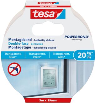 tesa Powerbond montage tape 77741 transparant 5 m x 19 mm Wit