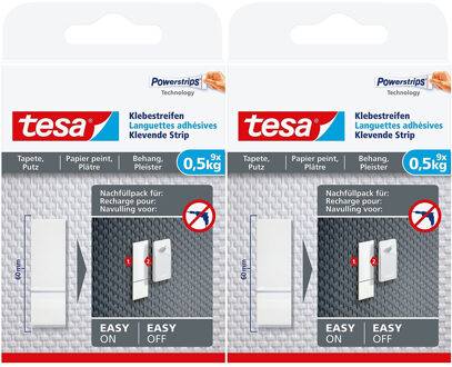 tesa Powerstrips - 18x - plakstrips - voor behang/pleister - dubbelzijdig - tape