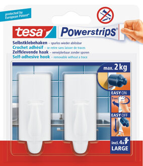 tesa Powerstrips haken - 4x - large - plakstrips - bevestiging - opplak haakjes