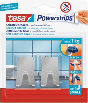 tesa Powerstrips haken small Tesa 2 stuks - Handdoekhaakjes Zilverkleurig