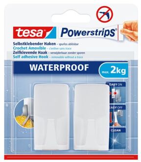 tesa Powerstrips haken waterproof Tesa 2 stuks - Handdoekhaakjes Wit