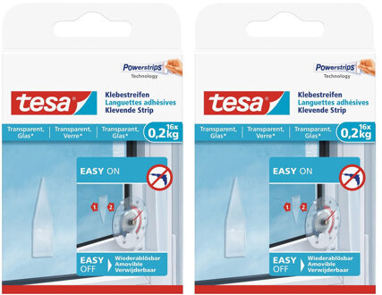 tesa Powerstrips - klein - 32x st - voor spiegels/ruiten - plakstrips - bevestiging