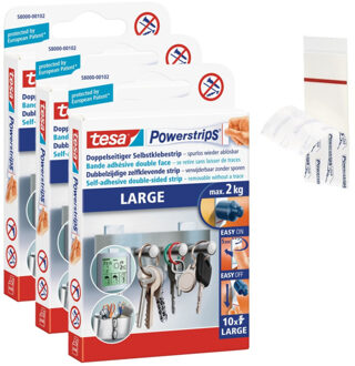 tesa Powerstrips klussen en huishouden - 30x stuks - Plakstrips - Dubbelzijdig - Zelfklevend