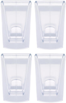 tesa Powerstrips ophang haken - 4x - transaparant - kunststof - 1 kg - voor tegels en glas