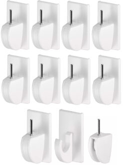 tesa powerstrips ophanghaken - 8x - wit - kunststof - 4 x 2,2 cm - gordijnrails