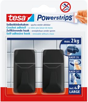 tesa Powerstrips® Haken L Rechthoekig Zwart