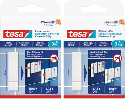 tesa Powerstrips voor tegels/metaal - 12x stuks - Klusbenodigdheden - Plakstrips/powerstrips