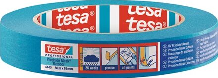 tesa Precisie afplaktape | glad | blauw | lengte 50 m | breedte 19 mm | wiel | 8 stuks - 04440-00000-00 04440-00000-00