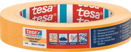 tesa Precisie afplaktape | glad | lichtbeige | lengte 50 m | breedte 19 mm | wiel | 8 stuks - 04344-00004-00 04344-00004-00