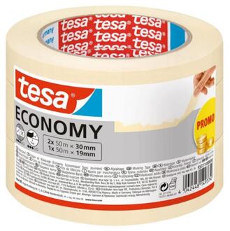 tesa Tesa® Economy Masking Tape 2stuks 50mx30mm + 1stuk 50mx19mm