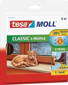 tesa tesamoll E-profiel tochtstrip, zelfklevend, rubber, 6m:9mm:4mm, bruin