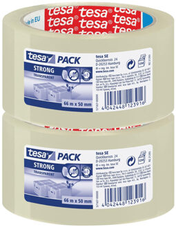 tesa verpakkingstape - 2x - strong - transparant - 66 mtr x 50 mm - verpakkingsbenodigdheden - tape