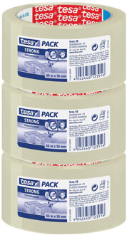 tesa verpakkingstape - 3x - strong - transparant - 66 mtr x 50 mm - verpakkingsbenodigdheden - tape