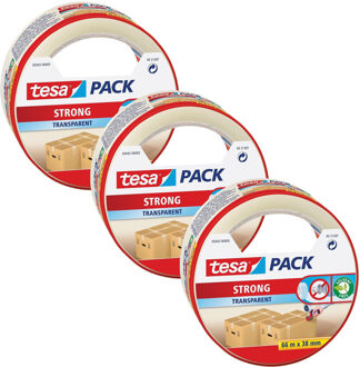 tesa verpakkingstape - 3x - transparant - 66 m x 50 mm - tape rol - verpakkingsbenodigdheden