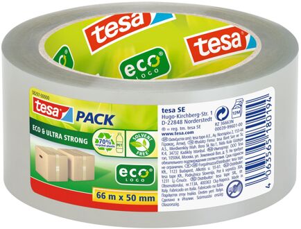 tesa Verpakkingstape Ultra Strong Ecologo - Transparant - 66m X 50mm