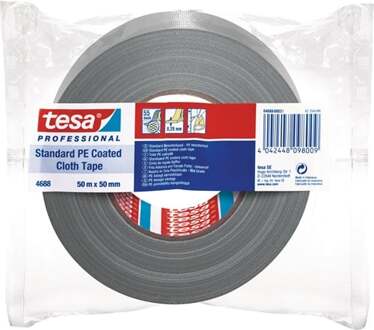 tesa Weefseltape | zilver-mat | lengte 50 m | breedte 50 mm wiel | 1 stuk - 04688-00031-00 04688-00031-00