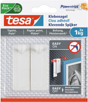 tesa zelfklevende spijkers - 2x st - wit - draagkracht 1 kg - voor gevoelige oppervlakken