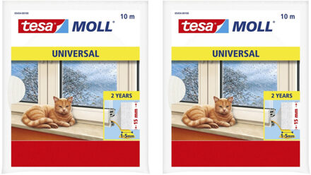 tesa zelfklevende tochtstrip - 2x - wit - 10 mtr x 15 mm - tochtstrook voor raam/deur