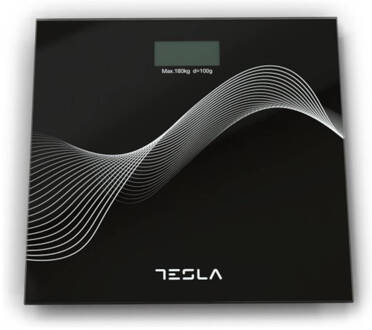 Tesla BS102B - Weegschaal - Personenweegschaal - Digitaal - 3-180KG - Zwart - Glas