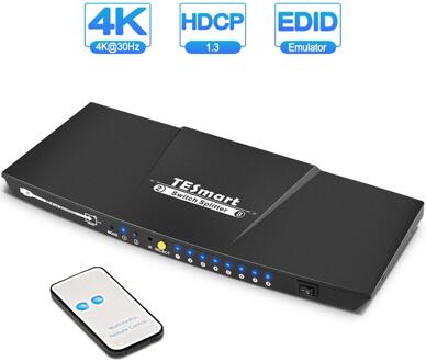 Tesmart 2 In 8 Out Hdmi Switch Splitter 2X8 Met Ir Afstandsbediening Dual Display Resolutie Aan Tot 4K(3840*2160) 1080P 3D, Grijs, Rood au