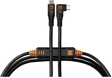 Tether Tools TetherPro Optima 10G USB-C 15' (4.6m) Straight to Right, Non-Reflective Black