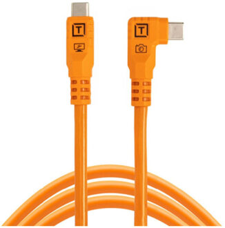 Tether Tools TetherPro Optima 10G USB-C 6' (1.8m) Straight to Right, High-Visibility Orange