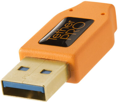 Tether Tools TetherPro USB 3.0 A male to Micro B Right Angle 4,6m oranje