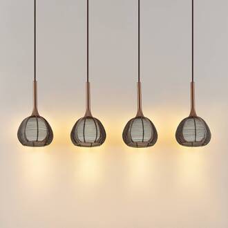 Tetira hanglamp, 4-lamps, lang, bruin bruin, wit