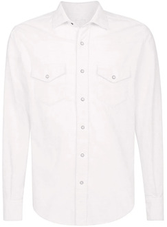 Texas Fluwelen Katoenen Overhemd Eleventy , White , Heren - 2Xl,Xl,L,M,S