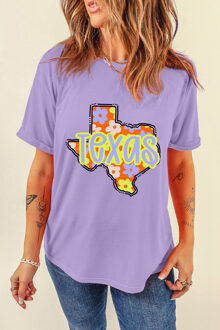 Texas Retro Bloemen T-shirt - maat M Paars