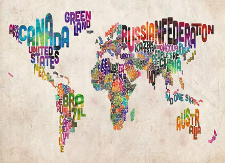 Text Art Map of the World