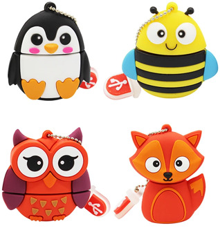 TEXT ME Cartoon 64GB cute Penguin owl bee fox animal USB Flash Drive 4GB 8GB 16GB 32GB Pendrive USB 2.0 Usb stick