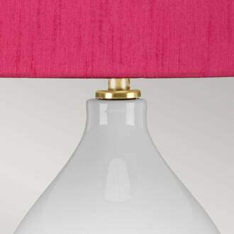 Textiel-tafellamp Isla messing antiek/cranberry wit, pink, messing antiek