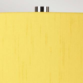 Textiel-tafellamp Isla nikkel gepolijst/geel wit, geel, nikkel gepolijst