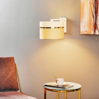 Textiel wandlamp Long wit/grijs/messing wit, grijs, messing