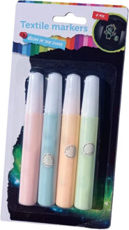 Textielstiften Glow in the dark - 4x stuks - Blacklight party - Halloween - Carnaval