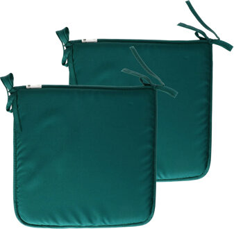 Textile Home stoelkussens - 2x - emerald groen - 38 x 38 x 3 cm - voor binnen - vierkant