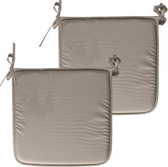 Textile Home stoelkussens - 2x - grijs - 38 x 38 x 3 cm - voor binnen - vierkant