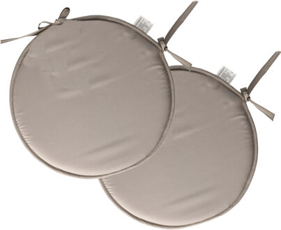 Textile Home stoelkussens - 2x - grijs - D40 x H3 cm - voor binnen - rond