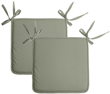 Textile Home stoelkussens - 2x - groen - 38 x 38 x 3 cm - voor binnen - vierkant