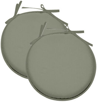 Textile Home stoelkussens - 2x - groen - D40 x H3 cm - voor binnen - rond