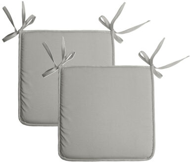 Textile Home stoelkussens - 2x - lichtgrijs - 38 x 38 x 3 cm - voor binnen - vierkant