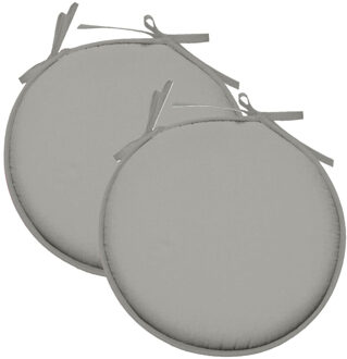 Textile Home stoelkussens - 2x - lichtgrijs - D40 x H3 cm - voor binnen - rond