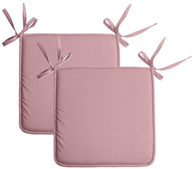 Textile Home stoelkussens - 2x - oud roze - 38 x 38 x 3 cm - voor binnen - vierkant