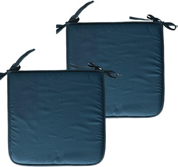 Textile Home stoelkussens - 2x - petrol petrol blauw - 38 x 38 x 3 cm - voor binnen - vierkant