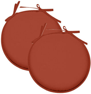 Textile Home stoelkussens - 2x - terracotta - D40 x H3 cm - voor binnen - rond