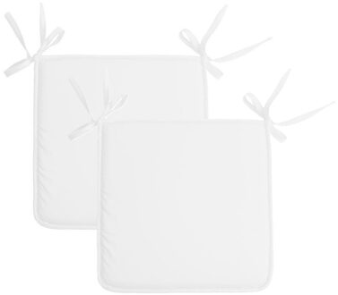Textile Home stoelkussens - 2x - wit - 38 x 38 x 3 cm - voor binnen - vierkant