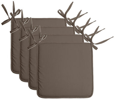 Textile Home stoelkussens - 4x - donker taupe - 38 x 38 x 3 cm - voor binnen - vierkant