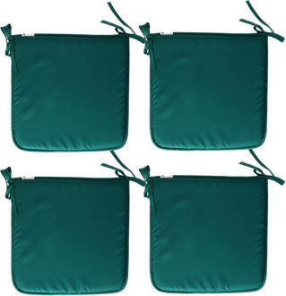 Textile Home stoelkussens - 4x - emerald groen - 38 x 38 x 3 cm - voor binnen - vierkant