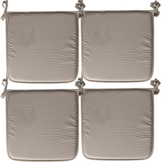 Textile Home stoelkussens - 4x - grijs - 38 x 38 x 3 cm - voor binnen - vierkant